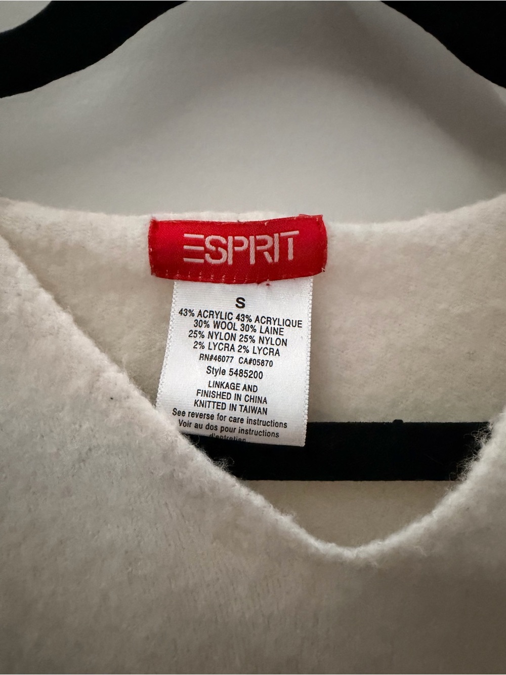 Esprit Soft Vanilla Cream V-Neck Fuzzy Sweater